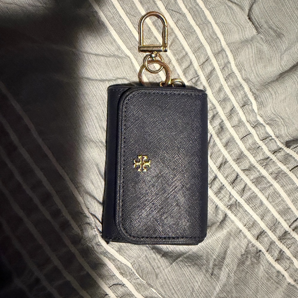 Tory Burch Navy Key Holder with Gold Accent